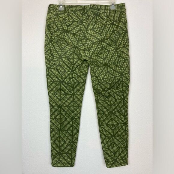 Gap geometric skinny khakis, cool print army green w/ deep yellow& white - Picture 7 of 10